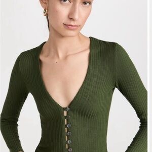 Reformation Olive Ribbed Knit Top